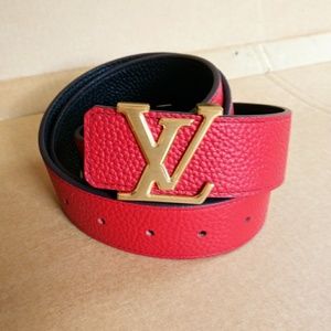Louis Vuitton Belt Unisex Red Black